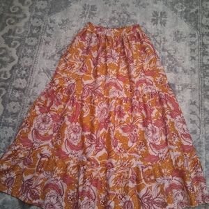 Vibrant Floral Maxi Skirt in Pink and Orange
